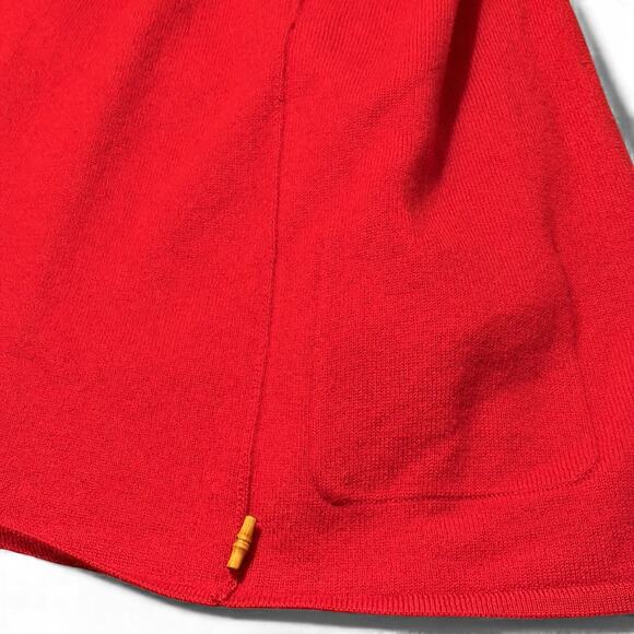 Vintage Karen Scott Pure Wool Hooded Cardigan Size L Red Toggle Sweater Coat 80s - Picture 8 of 9